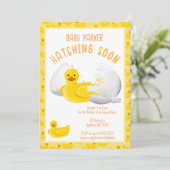 Little Duck Hatching Soon Baby shower Invitation Kaart (Staand voorkant)