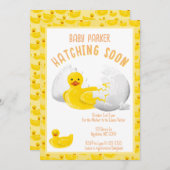 Little Duck Hatching Soon Baby shower Invitation Kaart (Voorkant / Achterkant)