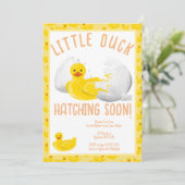 Little Duck Hatching Soon Baby shower Invitation Kaart (Staand voorkant)