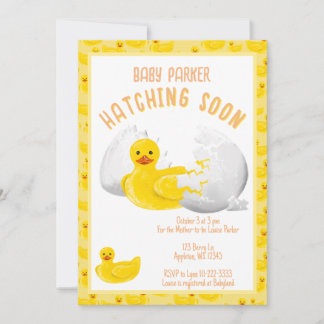 Little Duck Hatching Soon Baby Shower Invitation Kaart