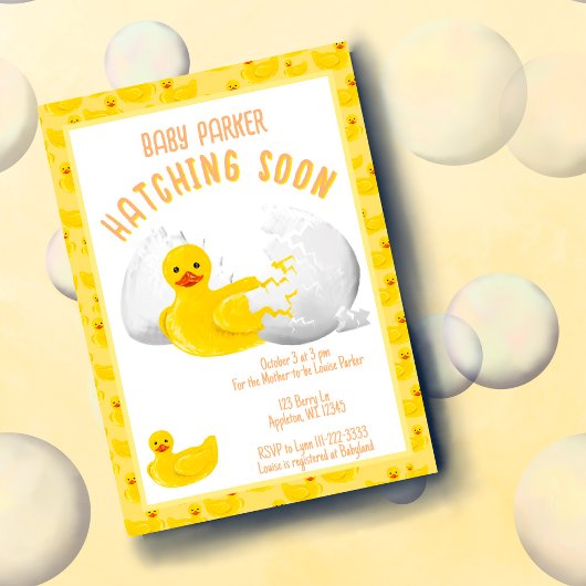 Little Duck Hatching Soon Baby Shower Invitation Kaart