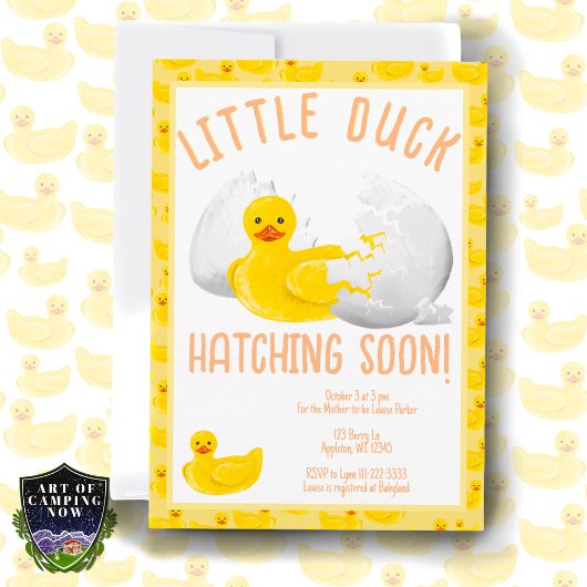 Little Duck Hatching Soon Baby shower Invitation Kaart