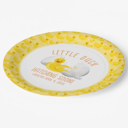 Little Duck Hatching Soon Baby shower Invitation Papieren Bordje (Gekanteld)