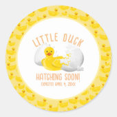 Little Duck Hatching Soon Baby shower Invitation Ronde Sticker (Voorkant)
