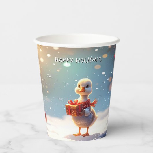 Little Duck Holiday Paper Cups Papieren Bekers (Achterkant)