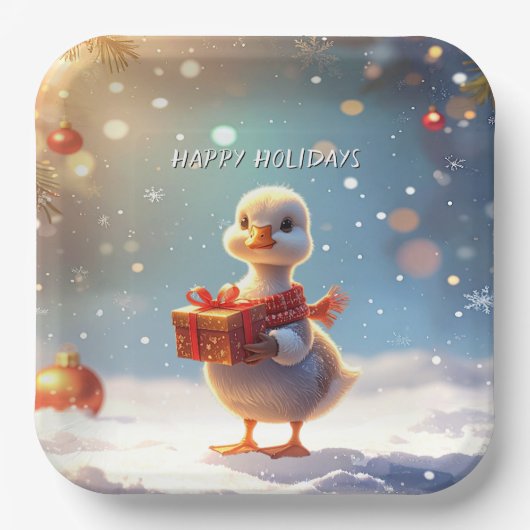 Little Duck Holiday Paper Plate Papieren Bordje (Voorkant)