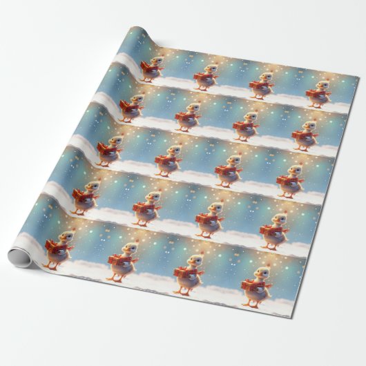 Little Duck Holiday Wrapping Paper Cadeaupapier (Uitgerold)