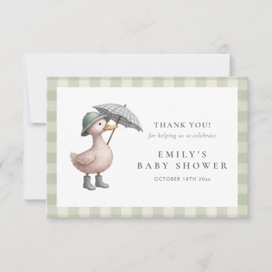 Little Duckling Baby Shower Bedankkaart (Voorkant)