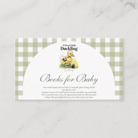 Little Duckling Baby shower Boeken voor Baby Informatiekaartje (Voorkant)