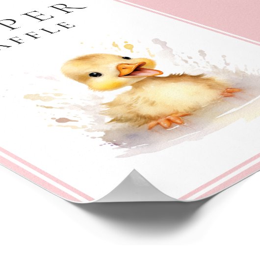 Little Duckling Baby shower Luier Raffle Teken Poster (Hoek)