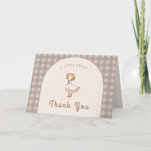 Little Duckling Boerderij Animal Gingham Baby show Bedankkaart (Voorkant)