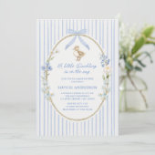 Little Duckling Cottage Blue Baby Shower Kaart (Staand voorkant)