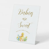 Little Duckling Duck Baby shower Baby's zijn zoet Reclamebord Met Voetstuk (Voorkant)