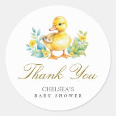 Little Duckling Duck Baby shower Bedankt Ronde Sticker (Voorkant)