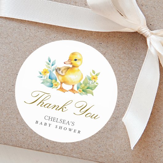 Little Duckling Duck Baby shower Bedankt Ronde Sticker