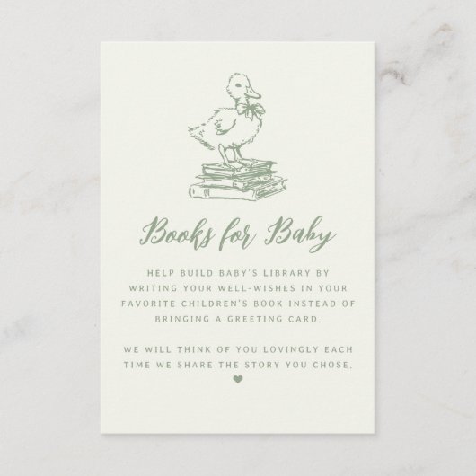 Little Duckling Duck Baby Shower Book Request Informatiekaartje (Voorkant)