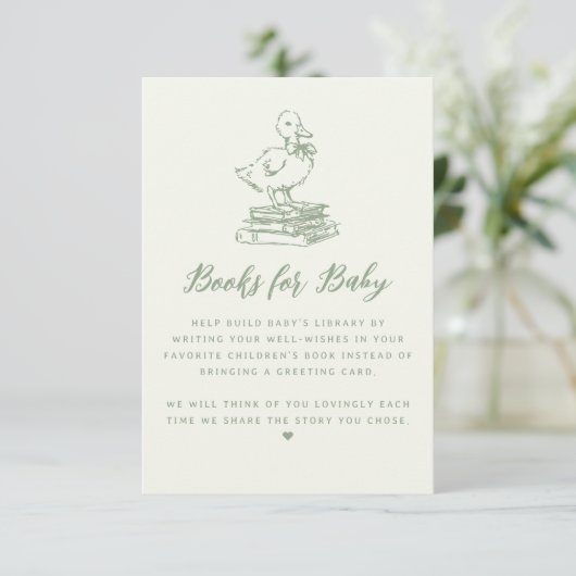 Little Duckling Duck Baby Shower Book Request Informatiekaartje (Staand voorkant)