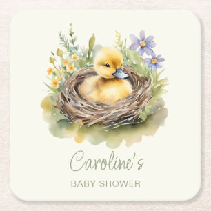 Little Duckling Duck Baby shower gepersonaliseerd Kartonnen Onderzetters