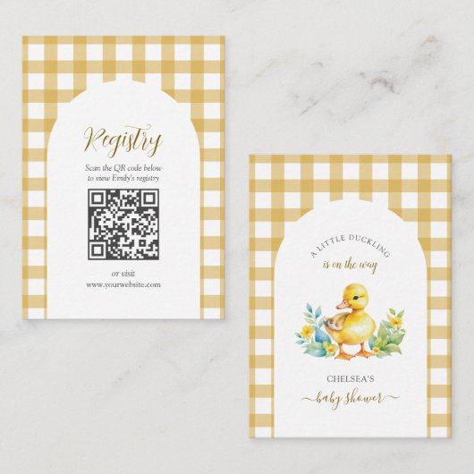 Little Duckling Duck Baby Shower Registry QR code Informatiekaartje (Voorkant / Achterkant)