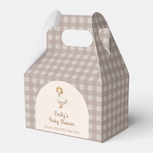 Little Duckling Farmhouse Gingham Baby shower Bedankdoosjes (Achterkant)