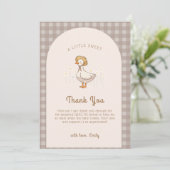 Little Duckling Farmhouse Gingham Baby shower Bedankkaart (Staand voorkant)