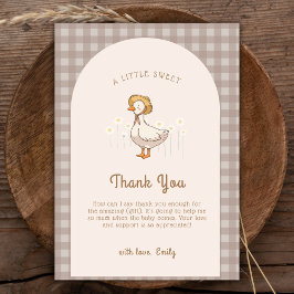 Little Duckling Farmhouse Gingham Baby shower Bedankkaart