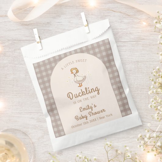 Little Duckling Farmhouse Gingham Baby shower Bedankzakje (Geknipt)