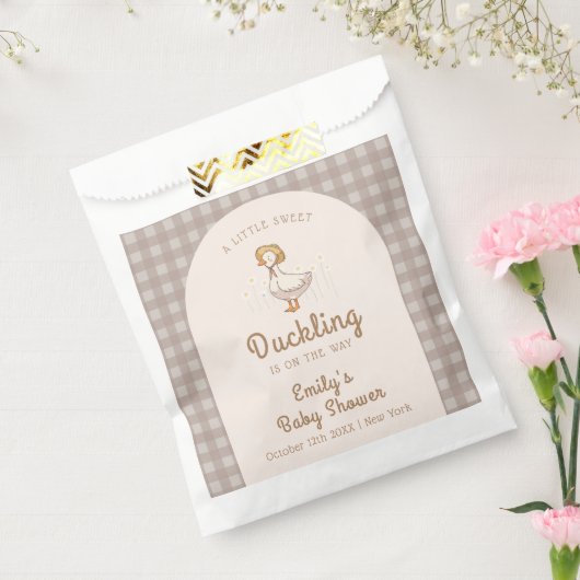 Little Duckling Farmhouse Gingham Baby shower Bedankzakje (Gezegeld)