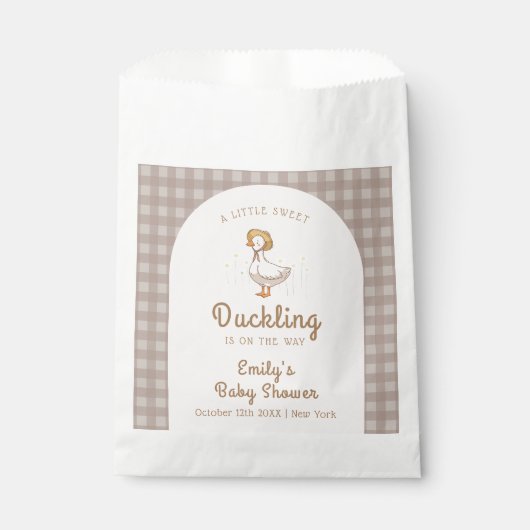 Little Duckling Farmhouse Gingham Baby shower Bedankzakje (Voorkant)