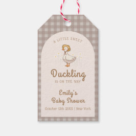 Little Duckling Farmhouse Gingham Baby shower Cadeaulabel