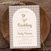 Little Duckling Farmhouse Gingham Baby shower Kaart