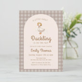 Little Duckling Farmhouse Gingham Baby shower Kaart (Staand voorkant)