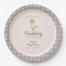 Little Duckling Farmhouse Gingham Baby shower Papieren Bordje