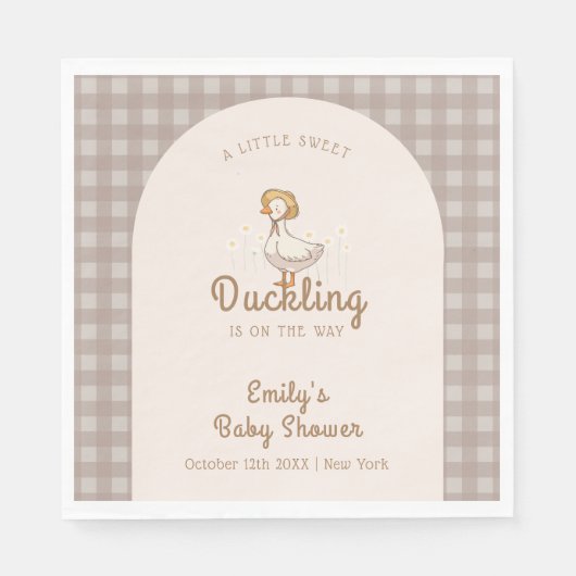 Little Duckling Farmhouse Gingham Baby shower Servet (Voorkant)