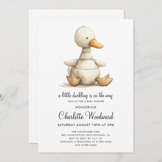 Little Duckling Genderneutraal Boho Baby shower Kaart (Voorkant / Achterkant)