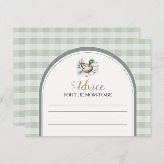 Little Duckling Gingham Baby shower advies voor ma Informatiekaartje (Voorkant / Achterkant)