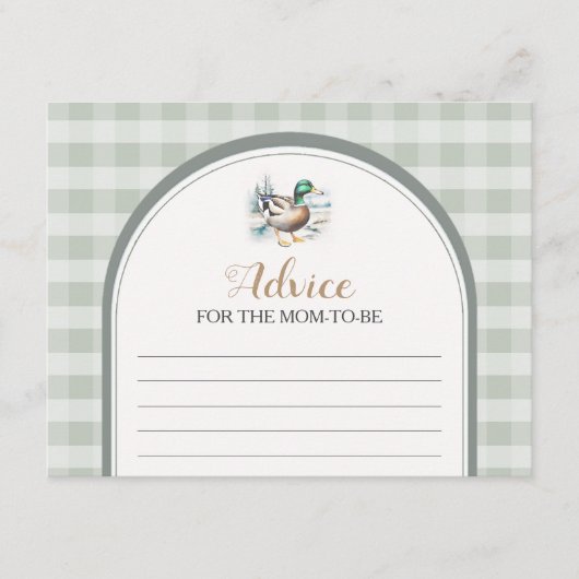 Little Duckling Gingham Baby shower advies voor ma Informatiekaartje (Voorkant)