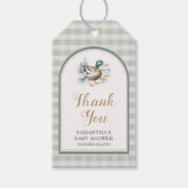 Little Duckling Gingham Baby shower Bedankt Cadeaulabel (Voorkant)