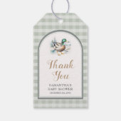Little Duckling Gingham Baby shower Bedankt Cadeaulabel (Achterkant)