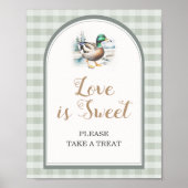 Little Duckling Gingham Baby shower Love Is Sweet Poster (Voorkant)