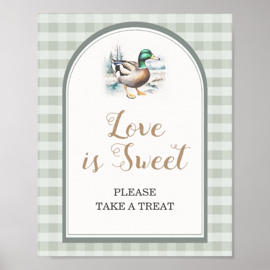 Little Duckling Gingham Baby shower Love Is Sweet Poster (Voorkant)