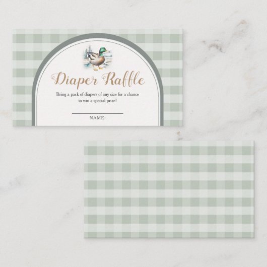Little Duckling Gingham Baby shower Luier Raffle Informatiekaartje (Voorkant / Achterkant)