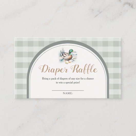 Little Duckling Gingham Baby shower Luier Raffle Informatiekaartje (Voorkant)