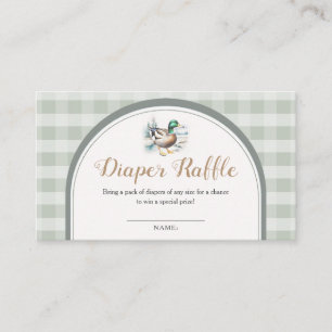 Little Duckling Gingham Baby shower Luier Raffle Informatiekaartje