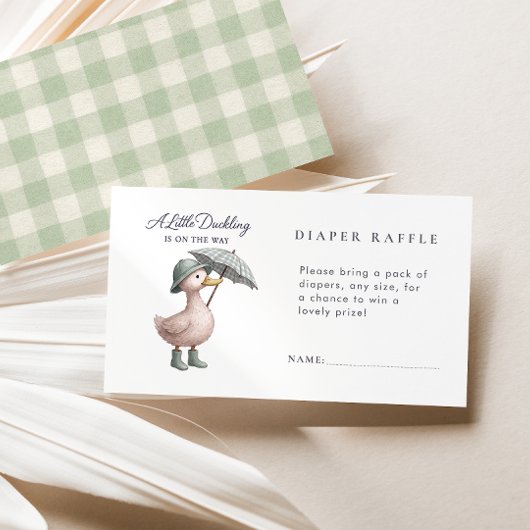 Little Duckling Green Diaper Raffle Baby Shower Informatiekaartje