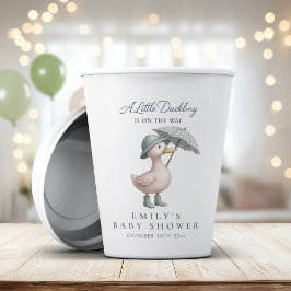 Little Duckling Green Gender Neutral Baby Shower Papieren Bekers