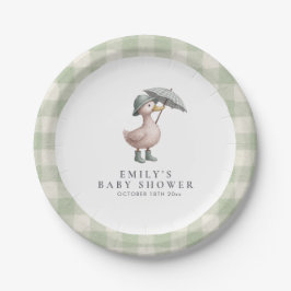 Little Duckling Green Gender Neutral Baby Shower Papieren Bordje