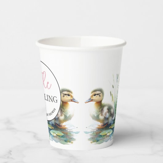 Little Duckling Paper Cups Meisje Baby shower Papieren Bekers (Links)