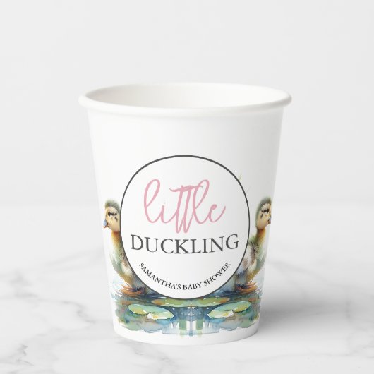 Little Duckling Paper Cups Meisje Baby shower Papieren Bekers (Voorkant)