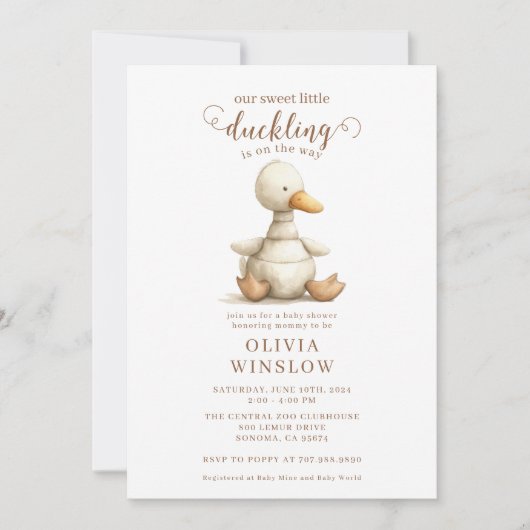 Little Duckling Waterverf Baby shower Kaart (Voorkant)